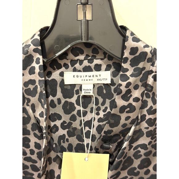 Equipment Femme 100% Silk Leopard Print Button Front Shirt Black Gray Womens XXS - Picture 4 of 5